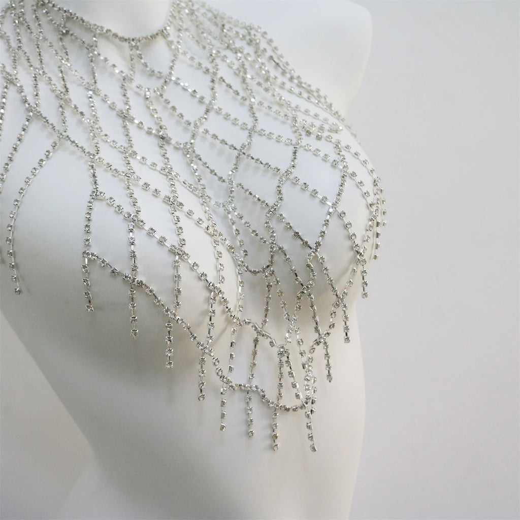 Sparkling Mesh Rhinestone Bra Chain