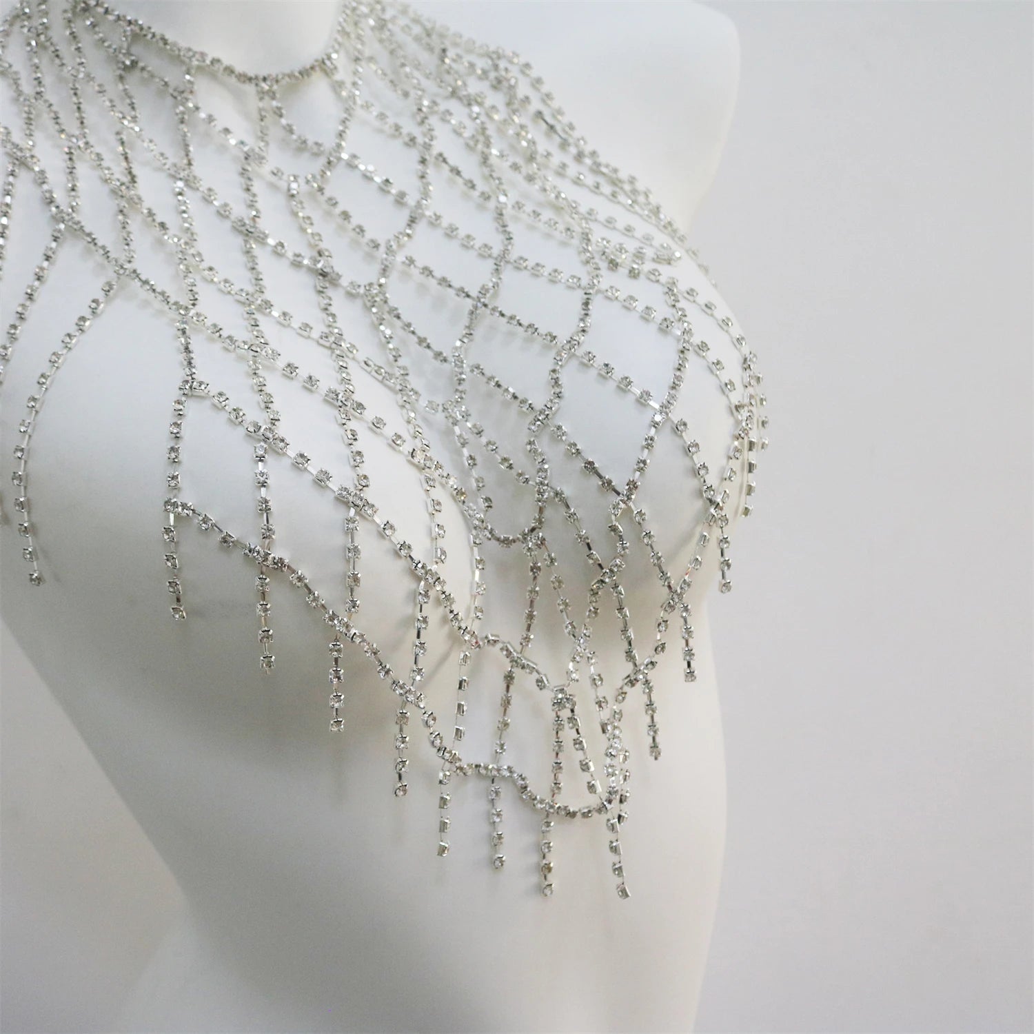Sparkling Mesh Rhinestone Bra Chain