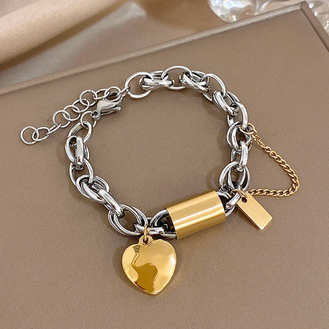 Punk Chunky Double Thick Chain Stainless Steel Bracelets for Women