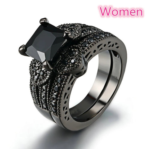 Charm Couple Rings Romantic Women Purple Rhinestones CZ Rings Set Trendy Jewelry