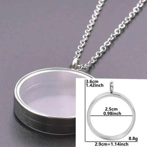 Round Living Memory Photo Relicario Locket Pendant Floating Charms Picture Necklaces
