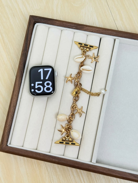 New Beads Metal Link Strap For Apple Watch Band For Women 38mm 40mm 41mm 42mm 44mm 45mm 46mm 49mm