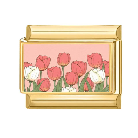 Golden Cute Lovely Cat Dogs Bow Cherry Tulip  Charm Links