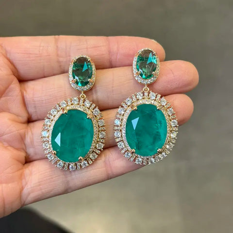 Bilincolor Fashion Cubic Zirconia Orange Oval Drop Earring for Women