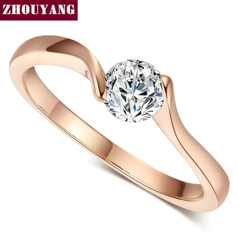 Wedding Ring For Women Concise Round Cut Cubic Zirconia Rose Gold Color
