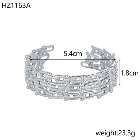 Unique Jewelry High Polish Hip Hop U Shape Horsehoe Bangle Set
