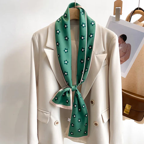 Women Fashion Luxury Long Narrow Small Silk Scarves Ladies Headband Headscarve