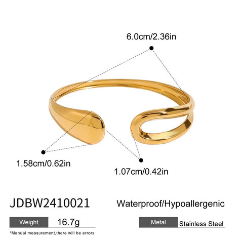 Two Tone Stainless Steel Cuff Bracelet for Women