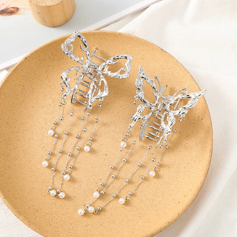 AWAYTR Butterfly Pearl Tassel Shark Crab Clips Girls Hairpin Hair Accessories