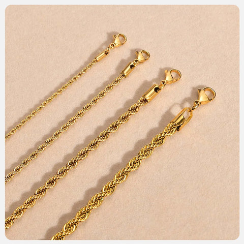 Vnox Dainty Gold Color Rope Chain Necklaces for Women Men,Chic Twisted Collar