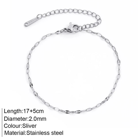 Women's High-end Stainless Steel Bracelets Box Chain Clip Bead Chain Fashion