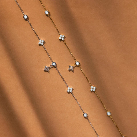 Stainless Steel Zircon Flower Charms Necklaces For Women Elegant Luxury