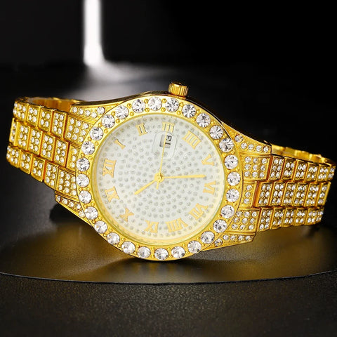 Popular Iced Out Watch Men Luxury Full Diamond Women Watches CZ Quartz Men's Watch