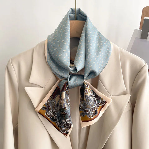 Women Fashion Luxury Long Narrow Small Silk Scarves Ladies Headband Headscarve
