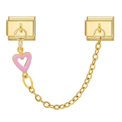 Golden Chain Heart Flowers Butterfly Charm Link