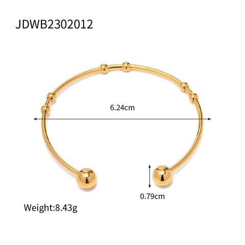 Waterproof Metal Texture 18K Gold Color Stainless Steel Cuff Open Bracelet