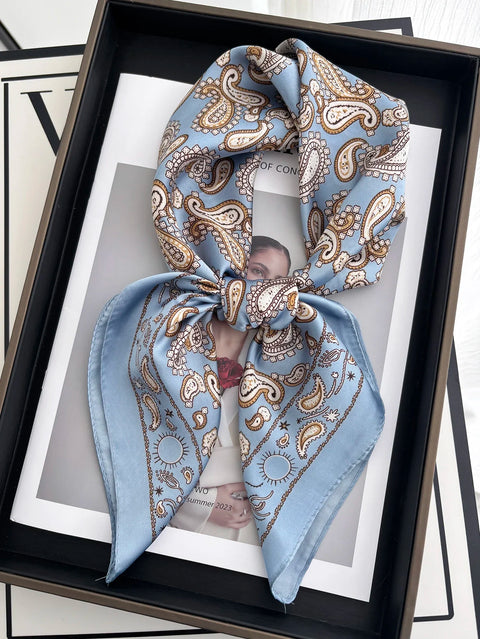 Vintage Chain Print Satin Square Scarf Soft Lightweight Women’s Fashion Accessory