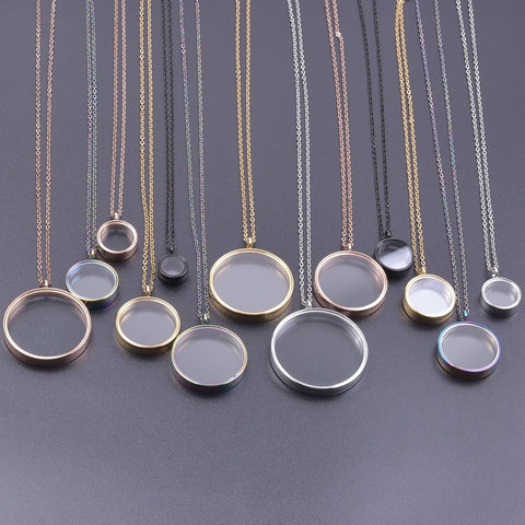 Round Living Memory Photo Relicario Locket Pendant Floating Charms Picture Necklaces