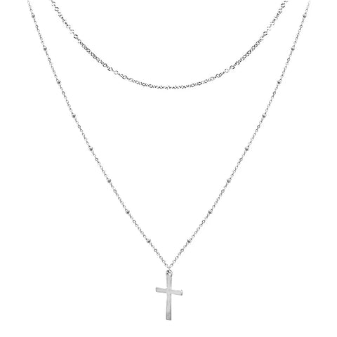 Catholic Church Jesus Necklaces Stainless Steel Multi Layered Cross Choker Necklace