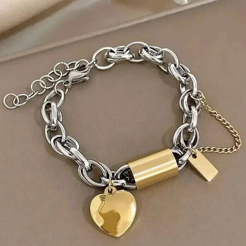 Punk Chunky Double Thick Chain Stainless Steel Bracelets for Women