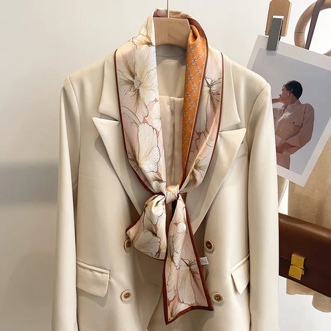 Women Fashion Luxury Long Narrow Small Silk Scarves Ladies Headband Headscarve