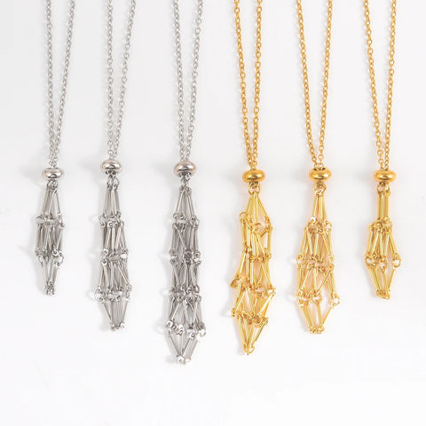 Stainless Steel DIY Stone Collecting Cord Adjustable Holder Collares Jewelry