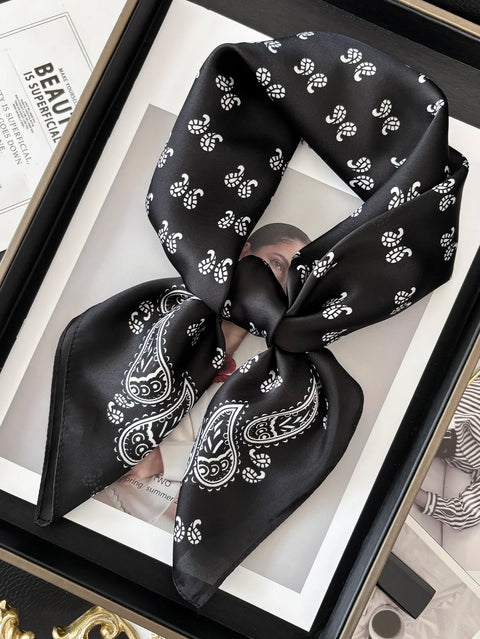 Vintage Chain Print Satin Square Scarf Soft Lightweight Women’s Fashion Accessory