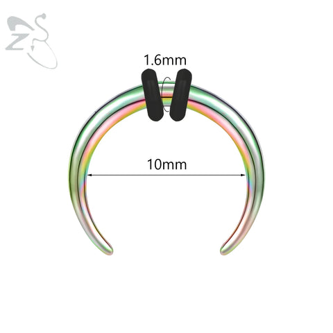 C Shape Buffalo Horn Nose Piercing Stainless Steel Pincher Septum Ring Punk