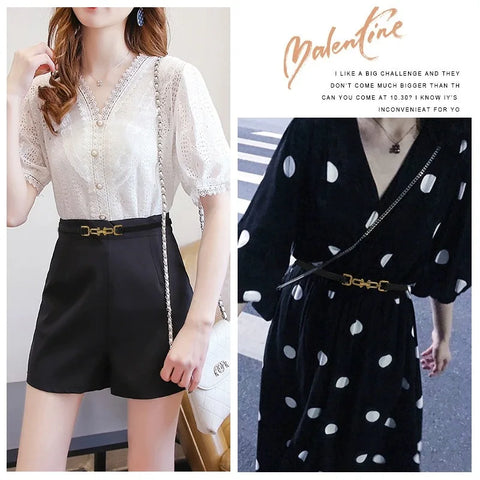 Slim Waist Patent Leather with Gold Buckle for Dress Adjustable Woman Luxury Belt