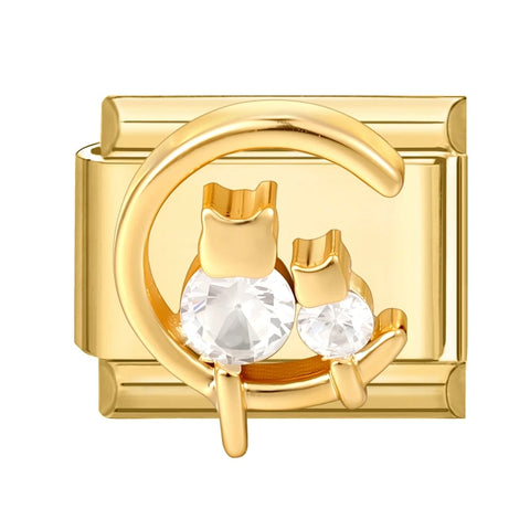 Golden Butterfly Leaf Moon Cat Flower Italian Charm Links