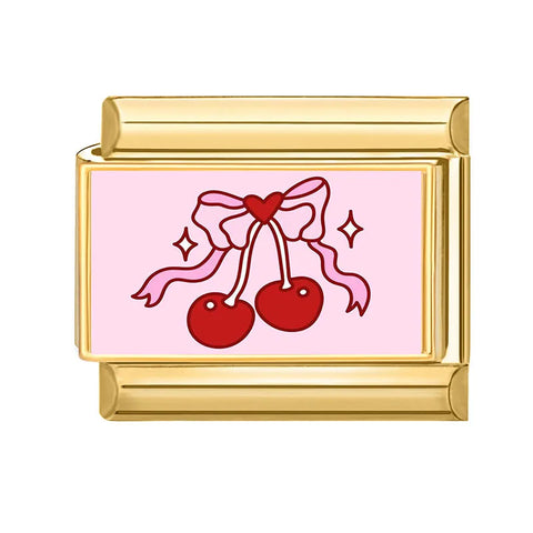 Golden Cute Lovely Cat Dogs Bow Cherry Tulip  Charm Links