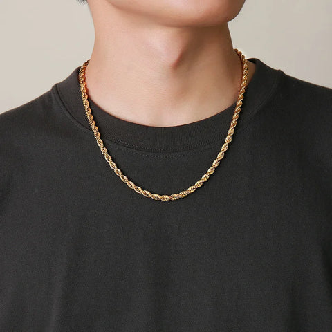 Vnox Dainty Gold Color Rope Chain Necklaces for Women Men,Chic Twisted Collar