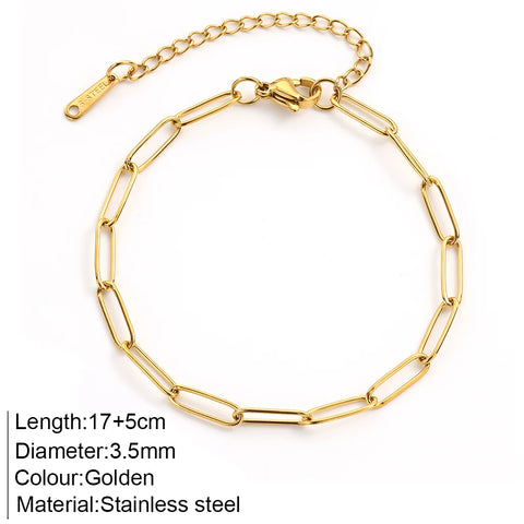 Women's High-end Stainless Steel Bracelets Box Chain Clip Bead Chain Fashion
