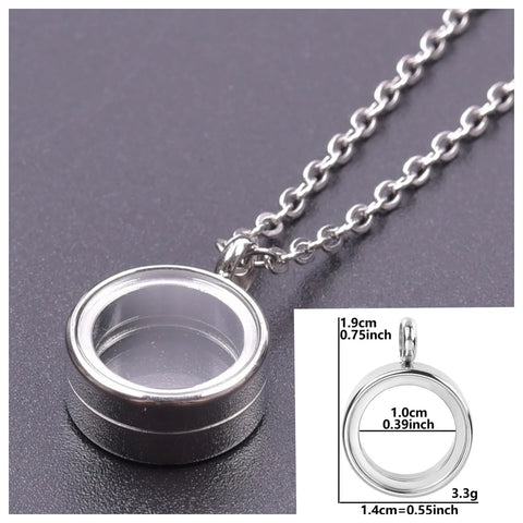 Round Living Memory Photo Relicario Locket Pendant Floating Charms Picture Necklaces
