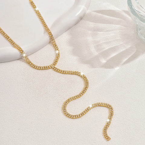 Fashion Shiny Rhinestone Chain Y-Shaped Necklaces