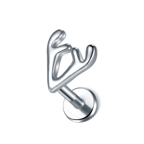 Steel Moon Lighting Labret Bar Rings Crystal Flower Tragus Cartilage Piercing