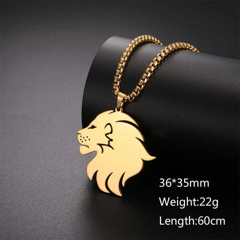 Punk Lion Head Pendant Necklace for Women Men Rock Hip Hop Animal Charms Choker