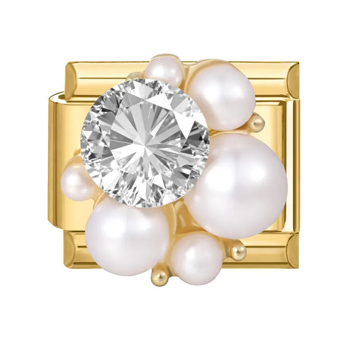 Golden Heart Butterfly Sun Flower Pearl Zircon Italian Charm Links