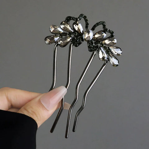 Women Elegant Style Metal Forks Vintage Pearl Hairpins