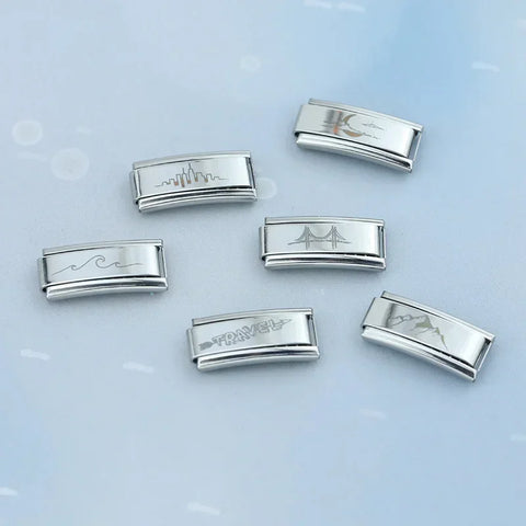 Travel Mountain Paper Boat Italian Charm  Links | Long Links