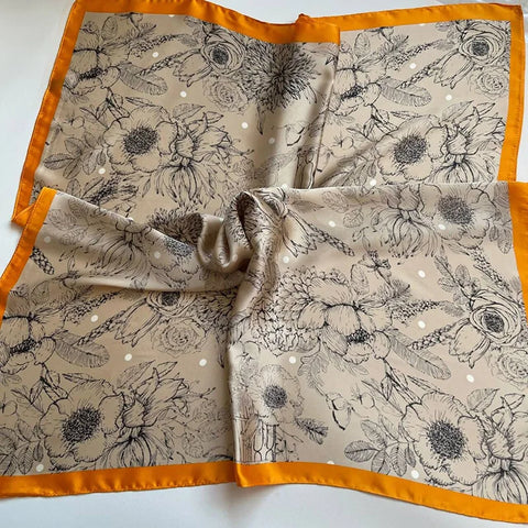 Print Silk Square Scarf Women Soft Satin Horse Hairband Neckerchief