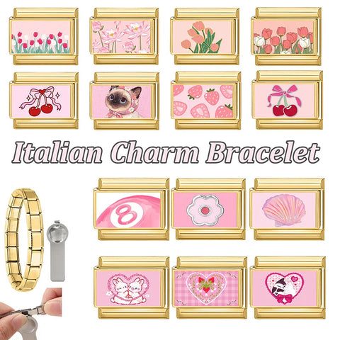 Golden Cute Lovely Cat Dogs Bow Cherry Tulip  Charm Links