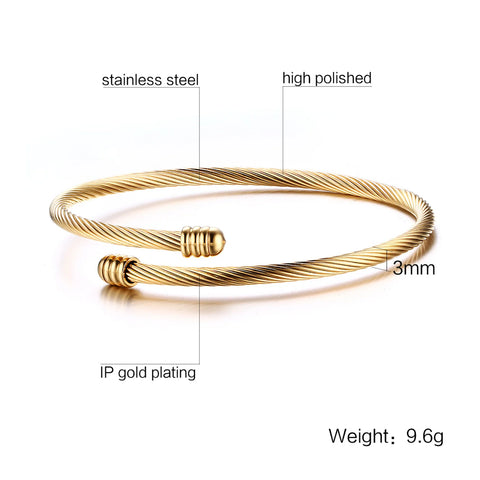 Fashion Minimalist Stainless Steel Knot Gold Plated Cuff Bracelet for Women