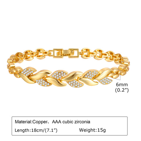 Paperclip Chain Bracelet 14K Gold Plated Cubic Zirconia Watch Strap