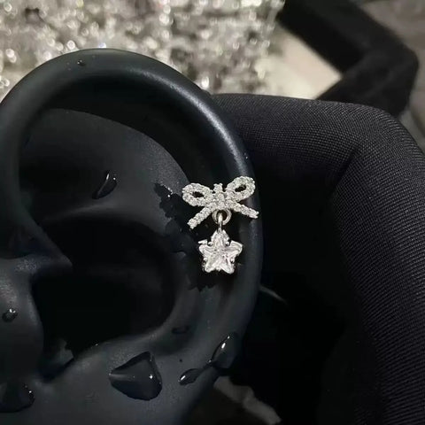 Zircon Pink Cross Ear Bone Nail 316L Stainless Steel Cochlea Piercing Jewelry