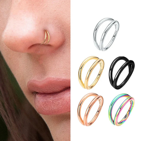 Nose Rings Hoops Double Septum Rings Cartilage Hoop Earring Piercing
