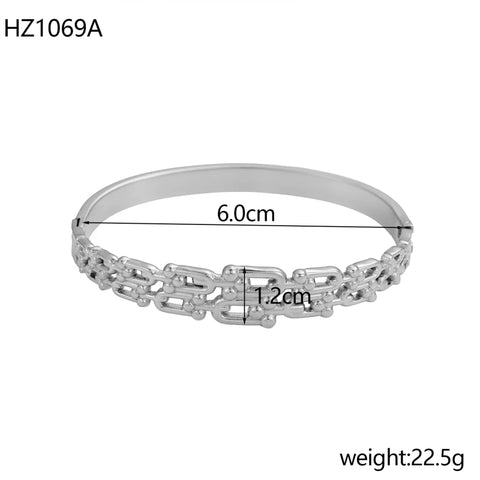 Unique Jewelry High Polish Hip Hop U Shape Horsehoe Bangle Set