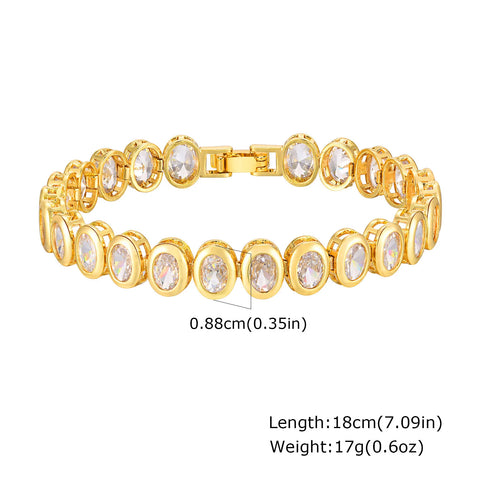 Paperclip Chain Bracelet 14K Gold Plated Cubic Zirconia Watch Strap