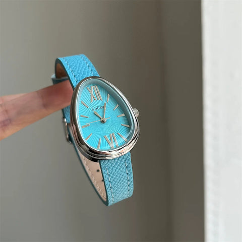 Luxury Brand Women Snake Dial Watch Ladies Fashion Red Leather Strap Quartz Wristwatch