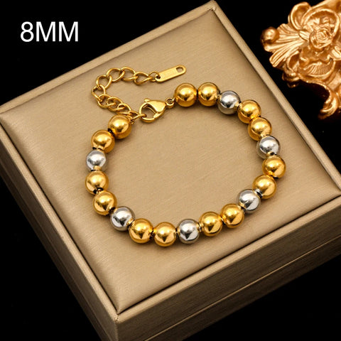 Stainless Steel Metal Beads Charms Bracelet Bangle for Women